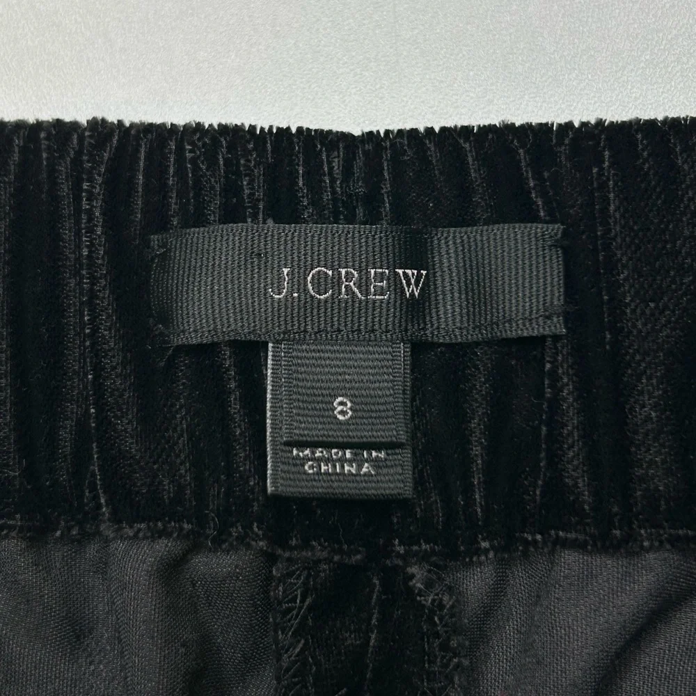J. Crew Black Slim Elastic Waist Velvet Dress Pants Size 8 Pockets Career 33x26‎